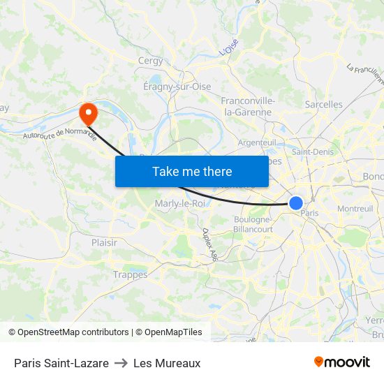 Paris Saint-Lazare to Les Mureaux map