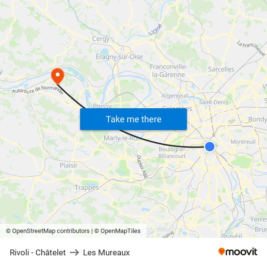 Rivoli - Châtelet to Les Mureaux map