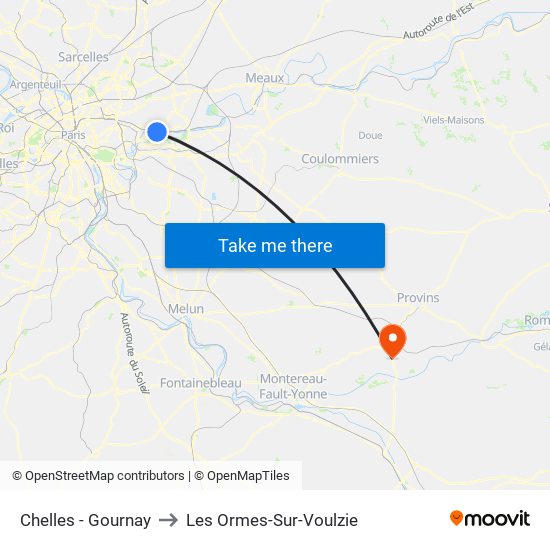 Chelles - Gournay to Les Ormes-Sur-Voulzie map