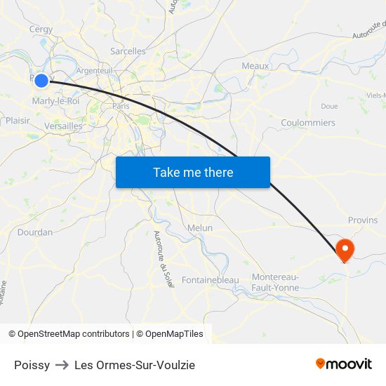 Poissy to Les Ormes-Sur-Voulzie map