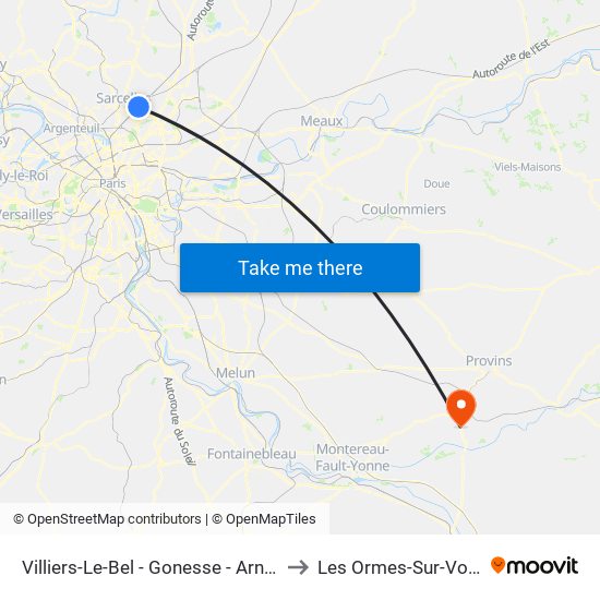 Villiers-Le-Bel - Gonesse - Arnouville to Les Ormes-Sur-Voulzie map