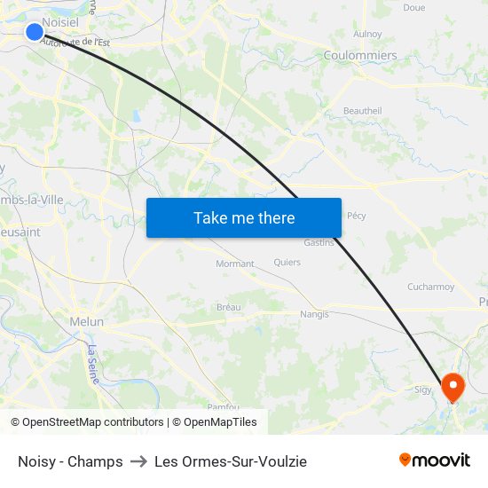 Noisy - Champs to Les Ormes-Sur-Voulzie map