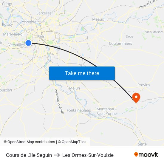 Cours de L'Ile Seguin to Les Ormes-Sur-Voulzie map