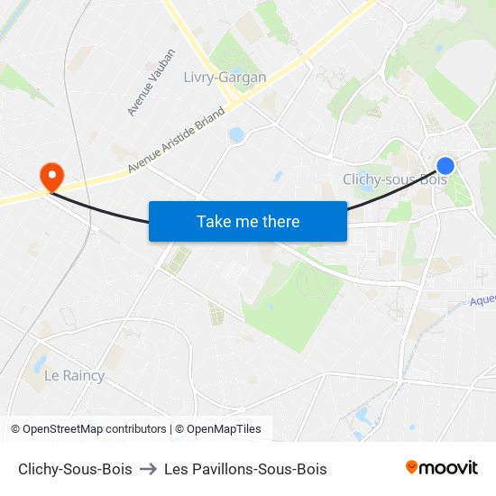 Clichy-Sous-Bois to Les Pavillons-Sous-Bois map