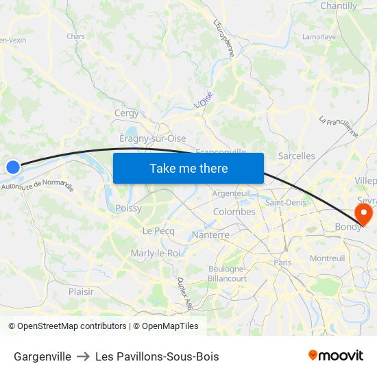 Gargenville to Les Pavillons-Sous-Bois map