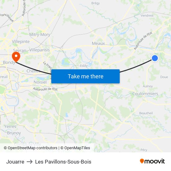Jouarre to Les Pavillons-Sous-Bois map