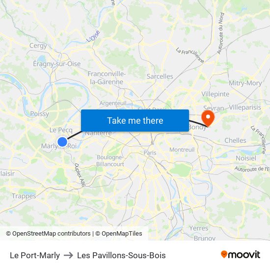 Le Port-Marly to Les Pavillons-Sous-Bois map