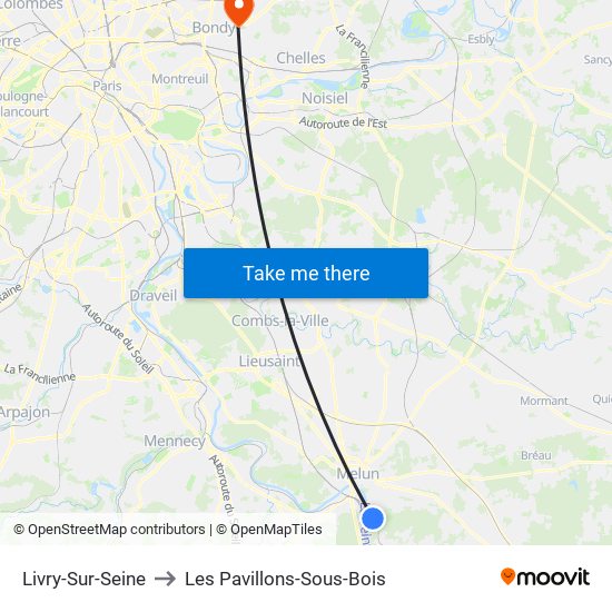 Livry-Sur-Seine to Les Pavillons-Sous-Bois map