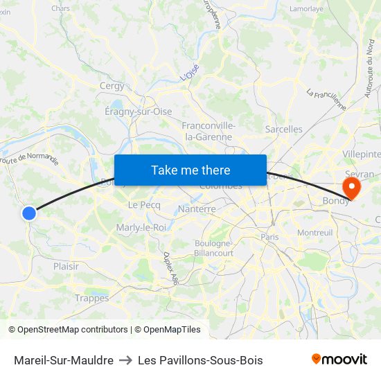 Mareil-Sur-Mauldre to Les Pavillons-Sous-Bois map
