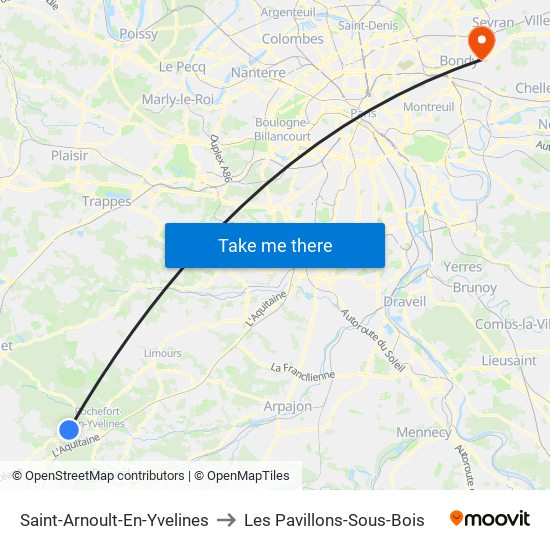 Saint-Arnoult-En-Yvelines to Les Pavillons-Sous-Bois map