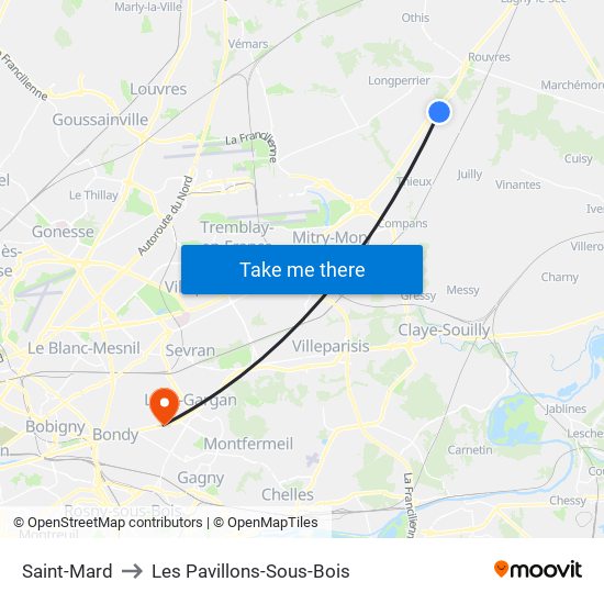 Saint-Mard to Les Pavillons-Sous-Bois map