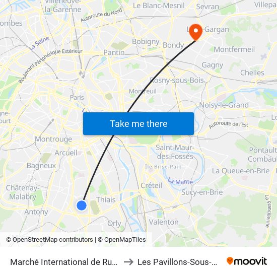 Marché International de Rungis to Les Pavillons-Sous-Bois map