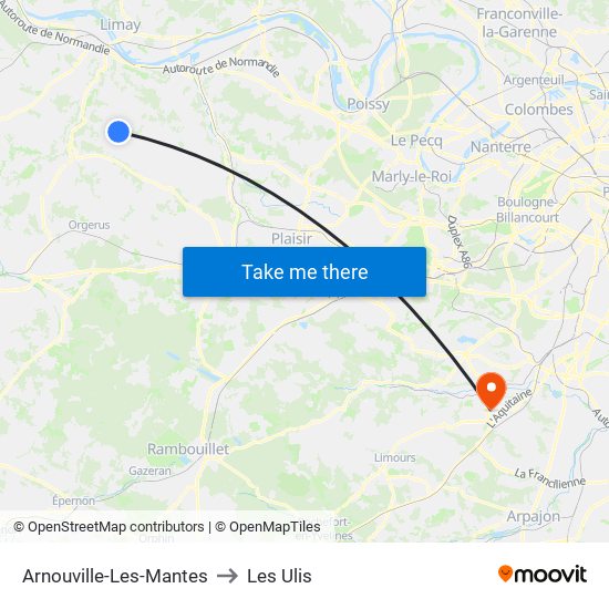 Arnouville-Les-Mantes to Les Ulis map