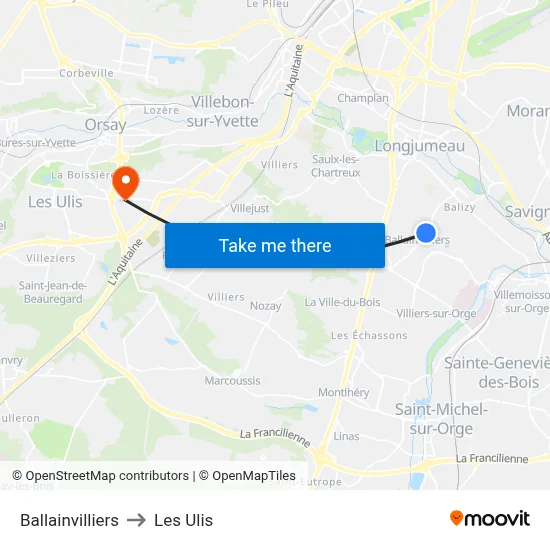 Ballainvilliers to Les Ulis map