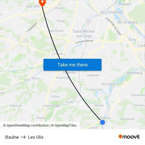 Baulne to Les Ulis map