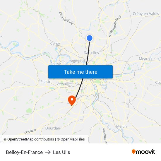 Belloy-En-France to Les Ulis map