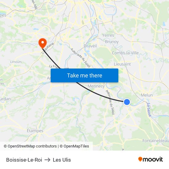Boissise-Le-Roi to Les Ulis map