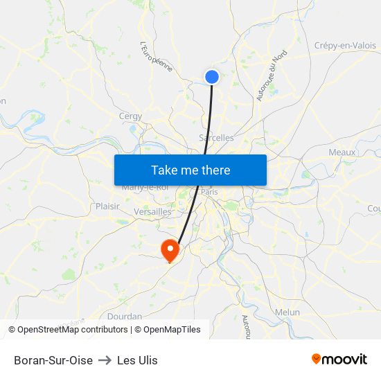 Boran-Sur-Oise to Les Ulis map