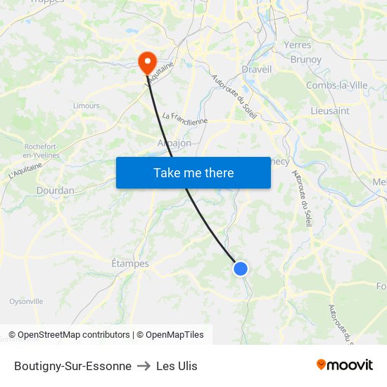 Boutigny-Sur-Essonne to Les Ulis map