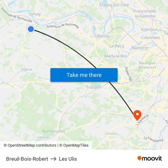 Breuil-Bois-Robert to Les Ulis map