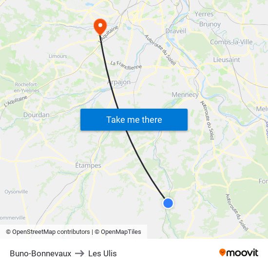 Buno-Bonnevaux to Les Ulis map
