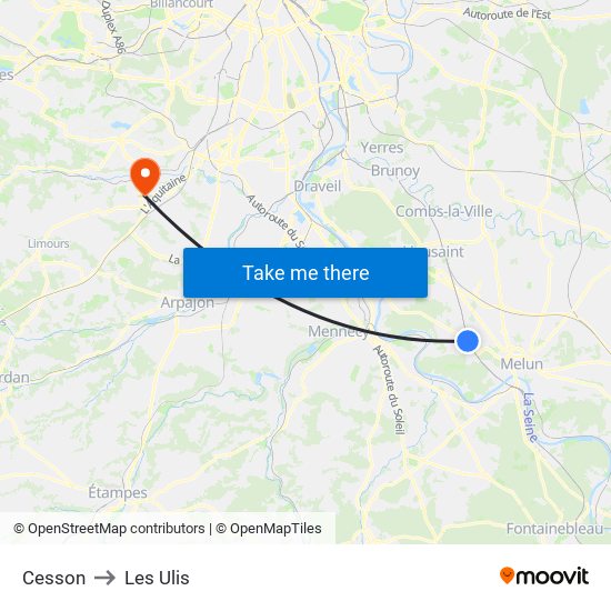 Cesson to Les Ulis map