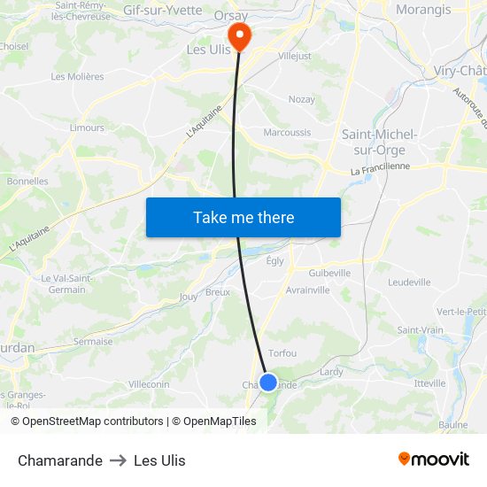 Chamarande to Les Ulis map