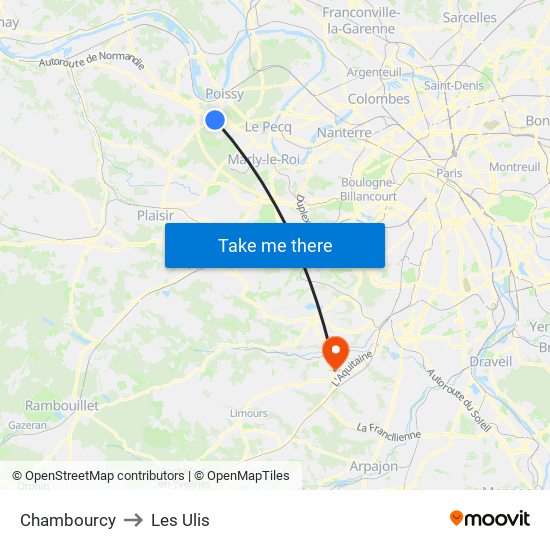 Chambourcy to Les Ulis map
