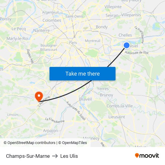 Champs-Sur-Marne to Les Ulis map