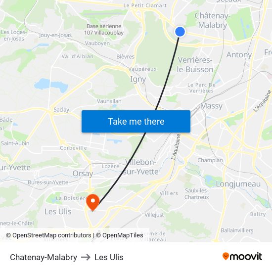 Chatenay-Malabry to Les Ulis map