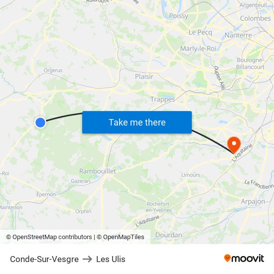 Conde-Sur-Vesgre to Les Ulis map