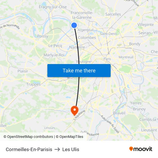 Cormeilles-En-Parisis to Les Ulis map