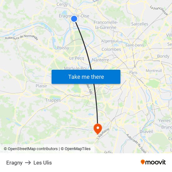 Eragny to Les Ulis map