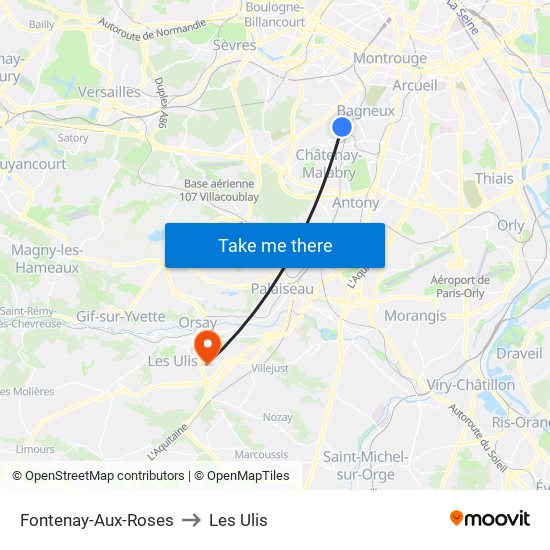 Fontenay-Aux-Roses to Les Ulis map