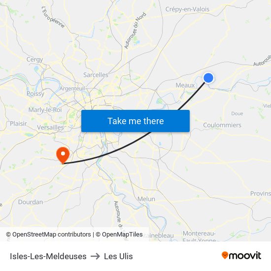 Isles-Les-Meldeuses to Les Ulis map