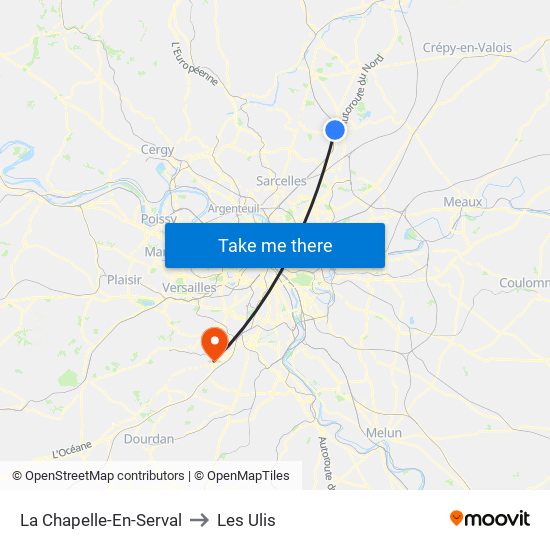 La Chapelle-En-Serval to Les Ulis map