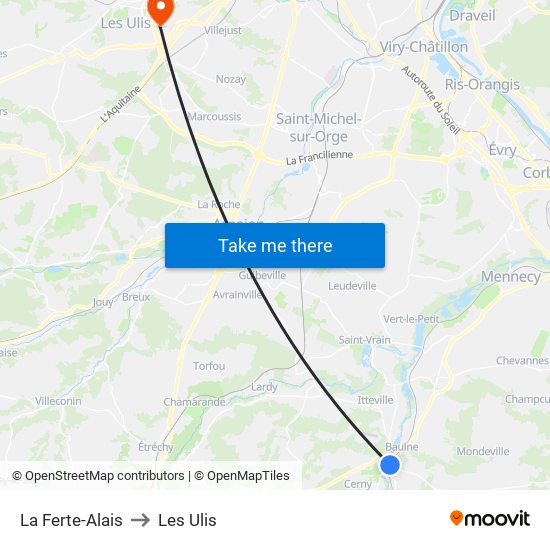 La Ferte-Alais to Les Ulis map