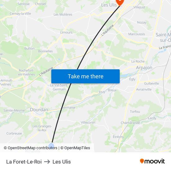 La Foret-Le-Roi to Les Ulis map
