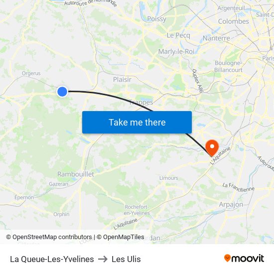 La Queue-Les-Yvelines to Les Ulis map