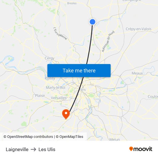 Laigneville to Les Ulis map