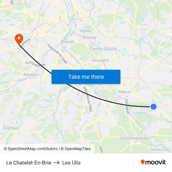 Le Chatelet-En-Brie to Les Ulis map