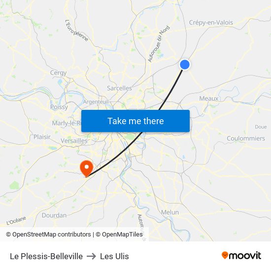 Le Plessis-Belleville to Les Ulis map