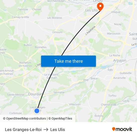 Les Granges-Le-Roi to Les Ulis map