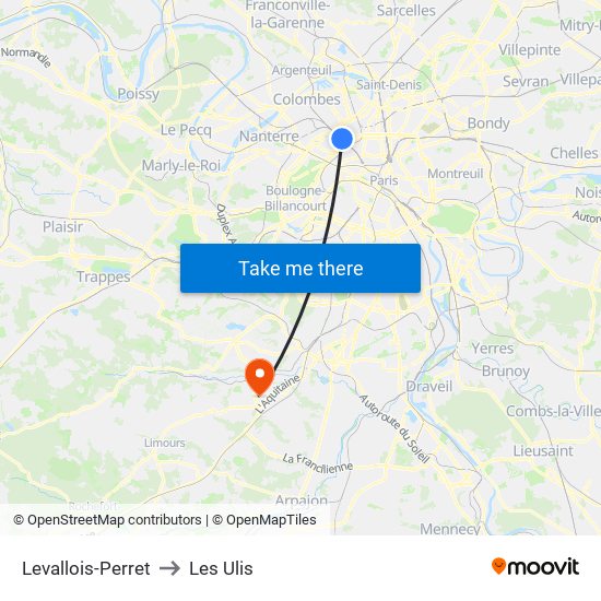 Levallois-Perret to Les Ulis map