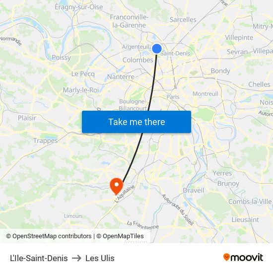 L'Ile-Saint-Denis to Les Ulis map