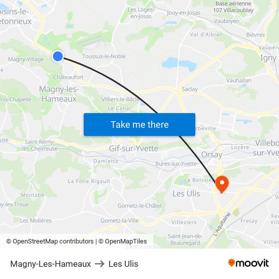 Magny-Les-Hameaux to Les Ulis map