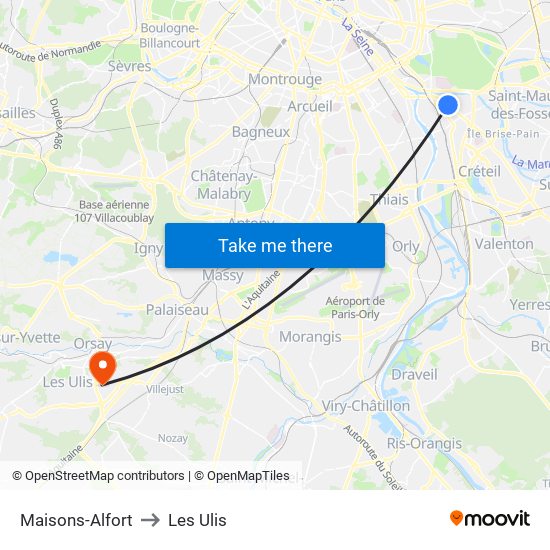Maisons-Alfort to Les Ulis map