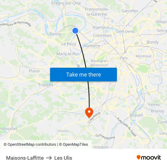 Maisons-Laffitte to Les Ulis map