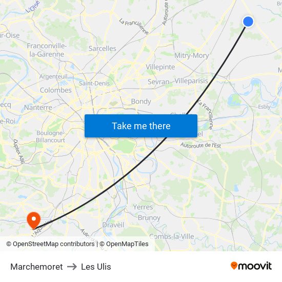 Marchemoret to Les Ulis map