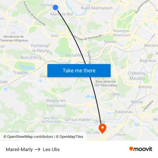 Mareil-Marly to Les Ulis map